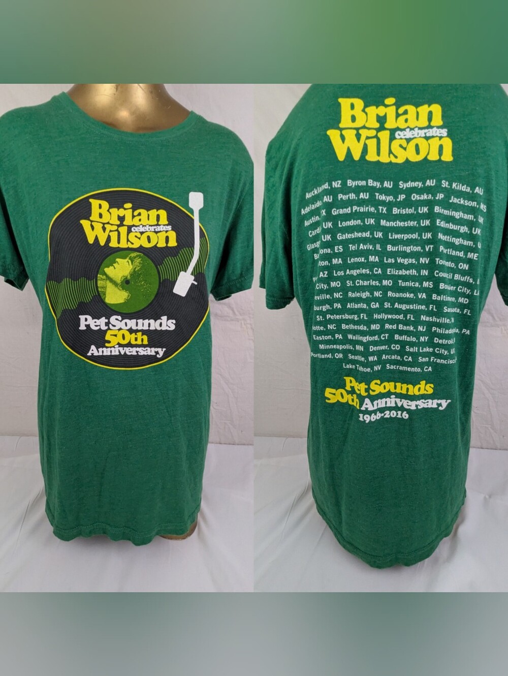 Brian Wilson Pet Sounds 50th Anniversary Concert Tee - Tour Dates/Loc Back Large